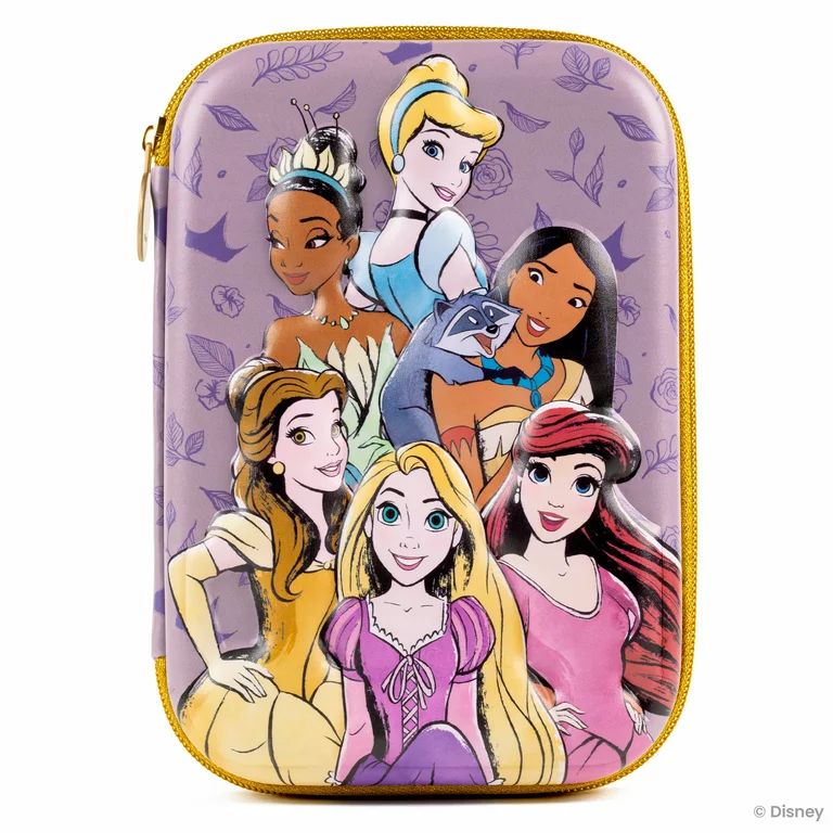 Disney Princess Pencil Case, Hard Case Supply Box with Zipper Closure, Multi Color | Walmart (US)