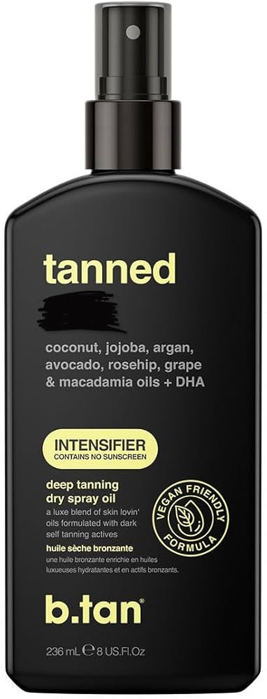 b.tan Best Tanning Oil | Get Tanned Intensifier Dry Spray - Fast, Dark Outdoor Sun Tan From Tan A... | Amazon (US)