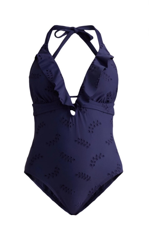 Midsize Walmart one piece, halter top eyelet design 