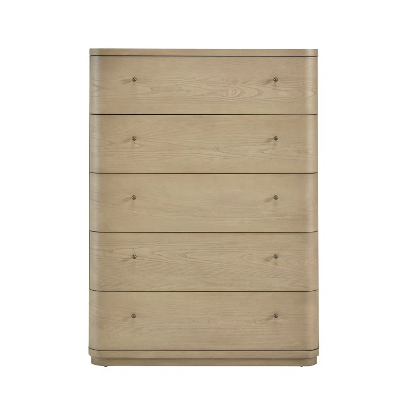 Lucie Five Drawer White Oak Chest In Buff Cream | Joss & Main