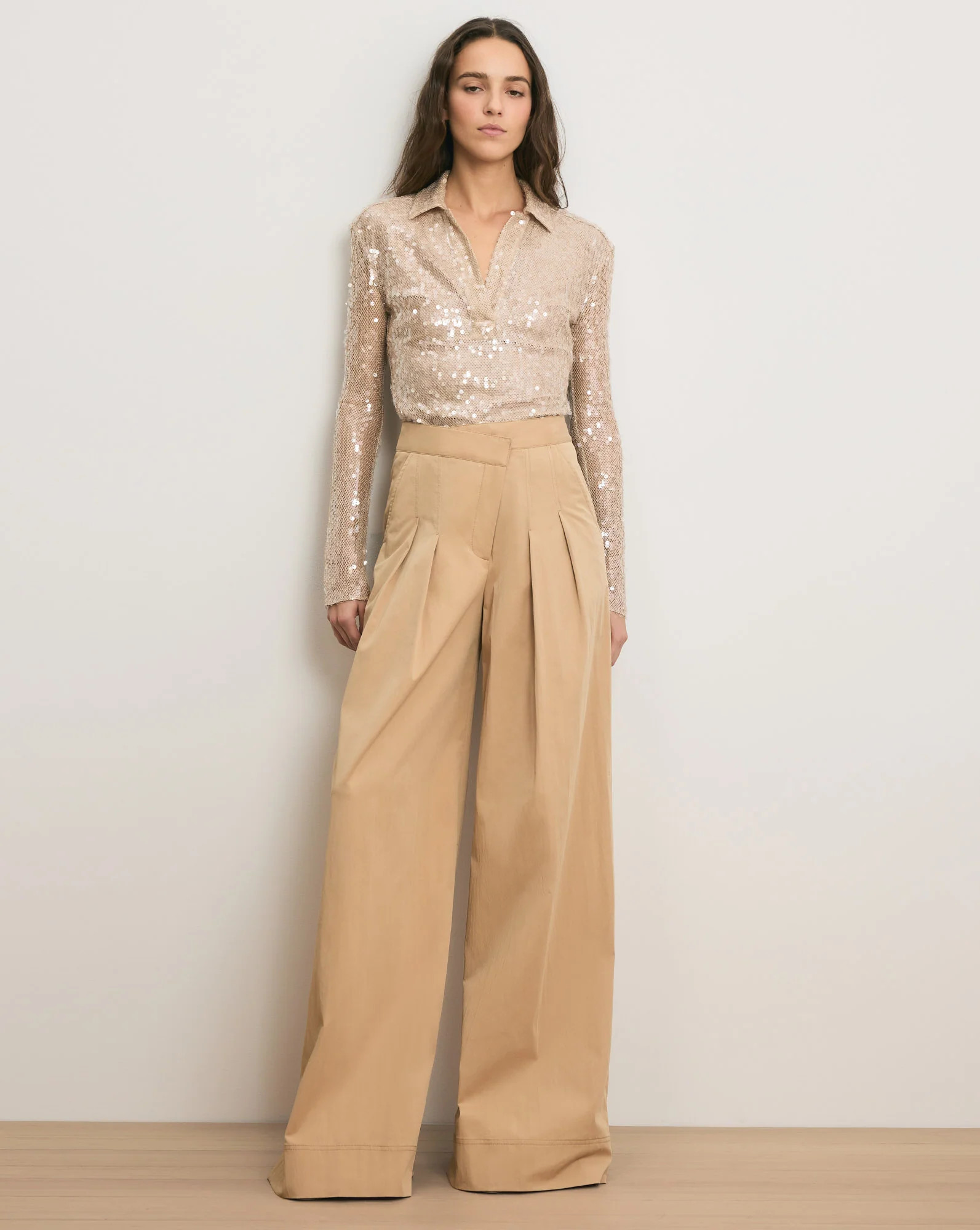 Heron Wide-Leg Pant in Khaki | Veronica Beard | Veronica Beard