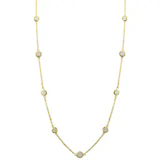 Luxiro Sterling Silver Cubic Zirconia Station Necklace, 18" | Bed Bath & Beyond