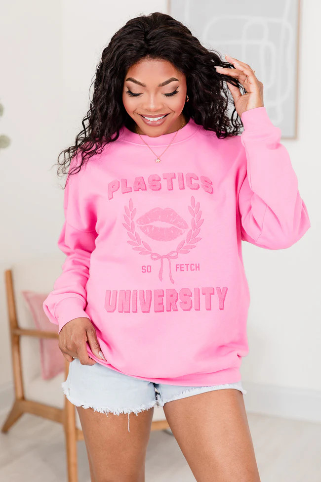 Plastics University Pink Oversized Graphic Sweatshirt | Pink Lily