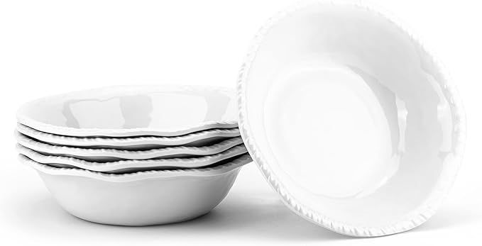 8-inch Melamine Bowls, 32-ounce Cereal and Salad Bowls, set of 6 White | Amazon (US)