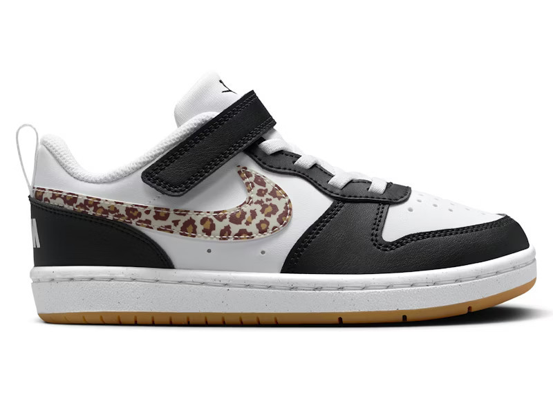 Nike Court Borough Low Leopard Swoosh Sneakers in Black/White/Gum Medium Brown | StockX