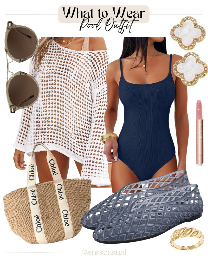 An easy swimsuit, breezy cover-up, jelly shoes, and a great beach tote… basically everything you need for a perfect pool day.

#LTKootd #LTKSeasonal #LTKmomlife