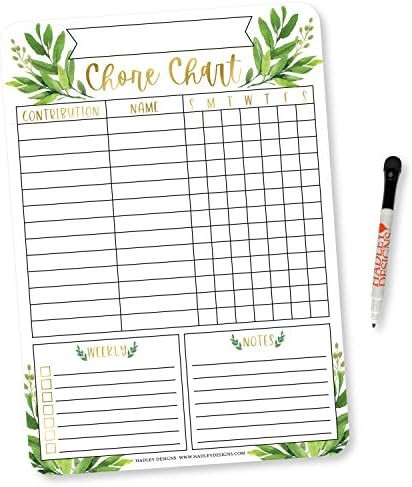 Gold Greenery Family Chore Chart for Adults, Magnetic Chore Chart for Teens, Kids Reward Chart fo... | Amazon (US)