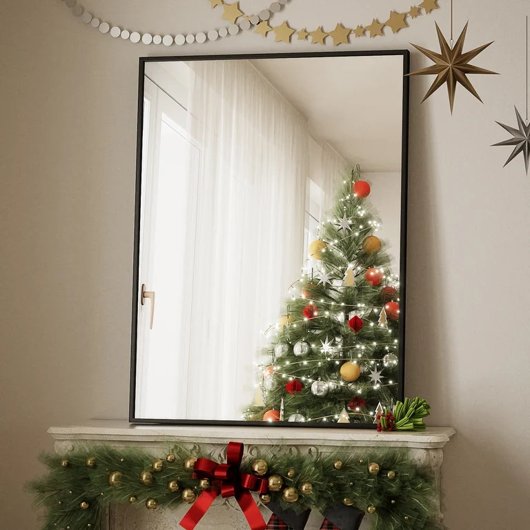 BEAUTYPEAK 30"x40" Bathroom Wall Mirror with Rectangular Metal Frame, Black - Walmart.com | Walmart (US)