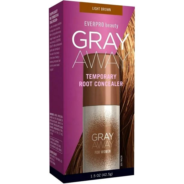 Everpro Beauty Gray Away Temporary Hair Color Root Concealer, Light Brown | Walmart (US)