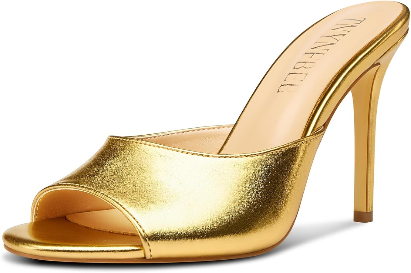 Women Stiletto High Heel Peep Open Toe Sandals Slingback Slip-on Wedding Office Cute Basic Classi... | Amazon (US)
