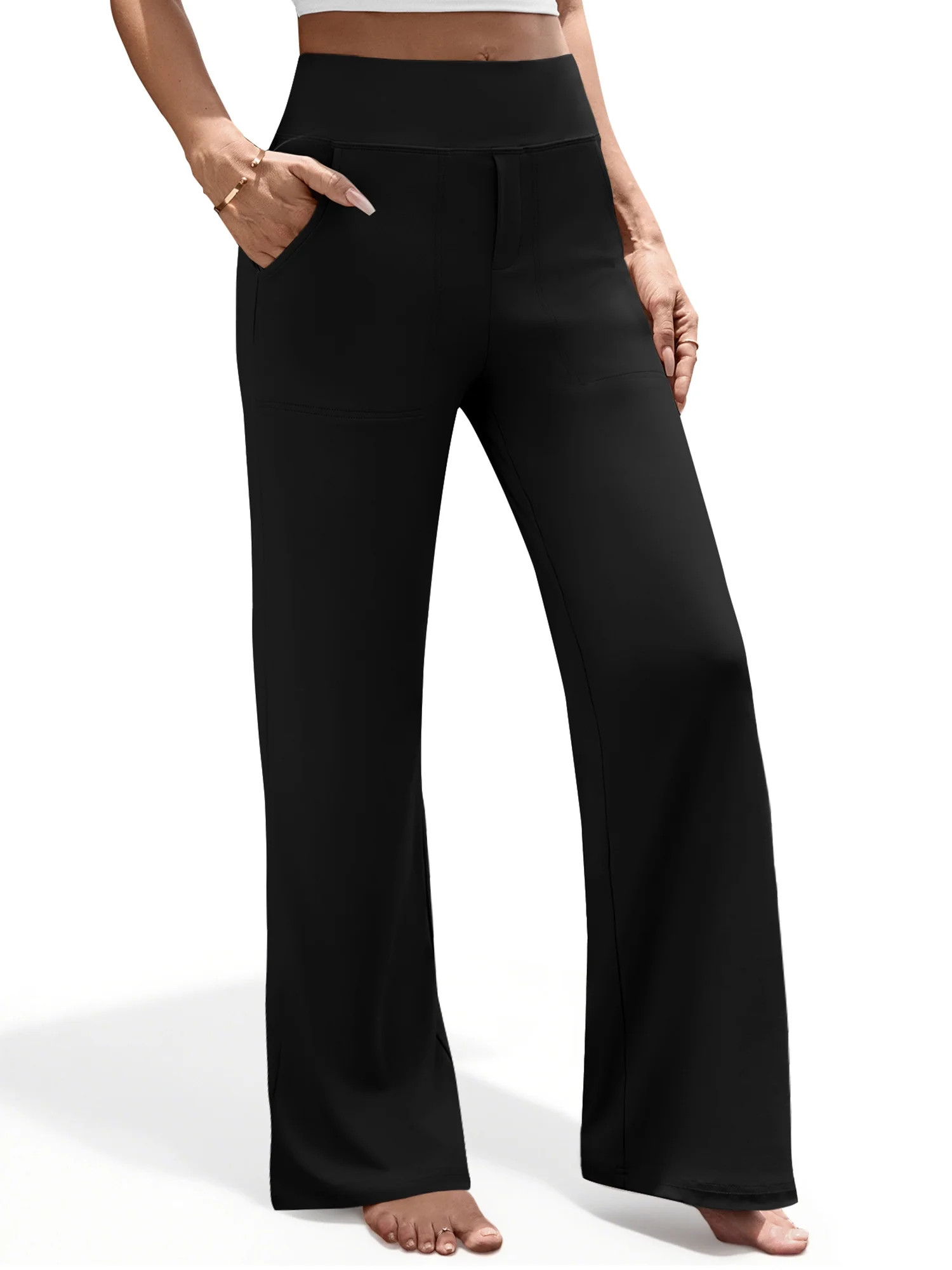 UVN Yoga Pants for Women Wide Leg Sweatpants Stretch Casual Pants High Waist Workout Leggings wit... | Walmart (US)