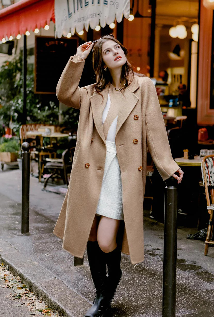 Harriet Double-Breasted Wool Coat - Camel | Petite Studio NYC