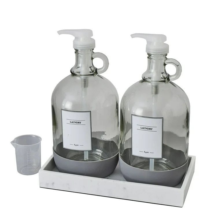 Better Homes & Gardens Glass & Resin Laundry Detergent Dispenser Set,128 Fluid oz, 4Pc | Walmart (US)