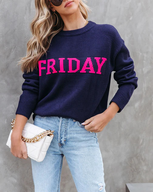 Friday Knit Sweater - Navy | VICI