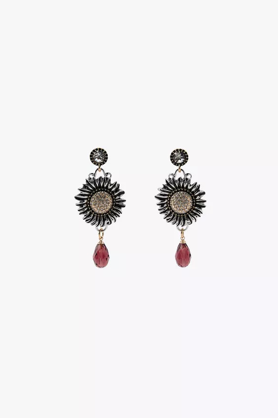 JEWEL BEAD FLOWER EARRINGS | Zara Canada