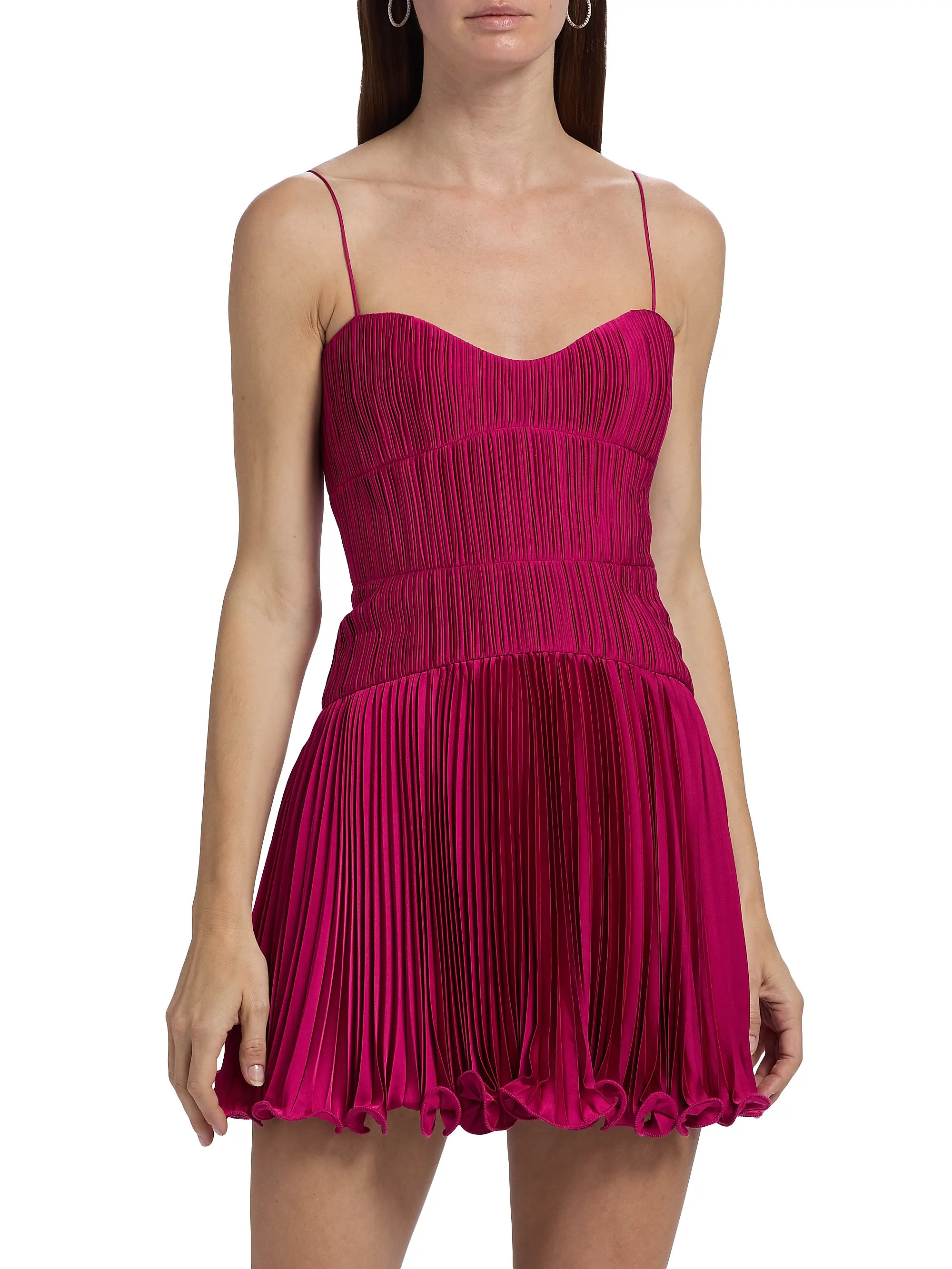 Cami Pleated Satin Minidress | Saks Fifth Avenue