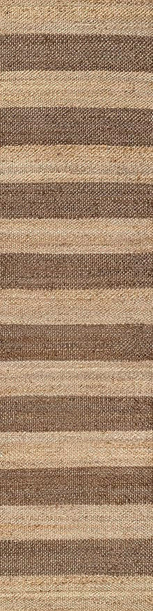 JONATHAN Y Jayden Woven Jute Stripe Natural/Brown Runner Rug, 2x8, Rustic, Farmhouse, Traditional... | Amazon (US)