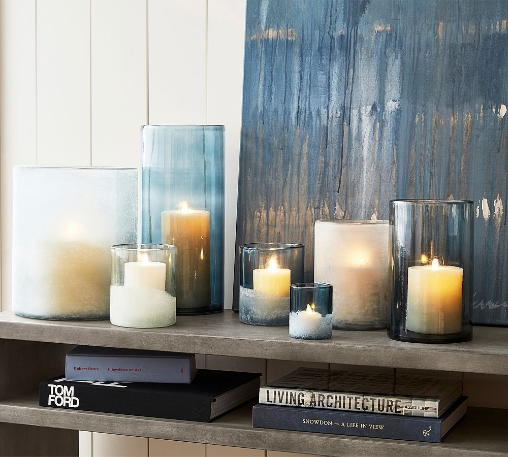 Montauk Frosted Handcrafted Glass Hurricane Candle Holder | Pottery Barn (US)