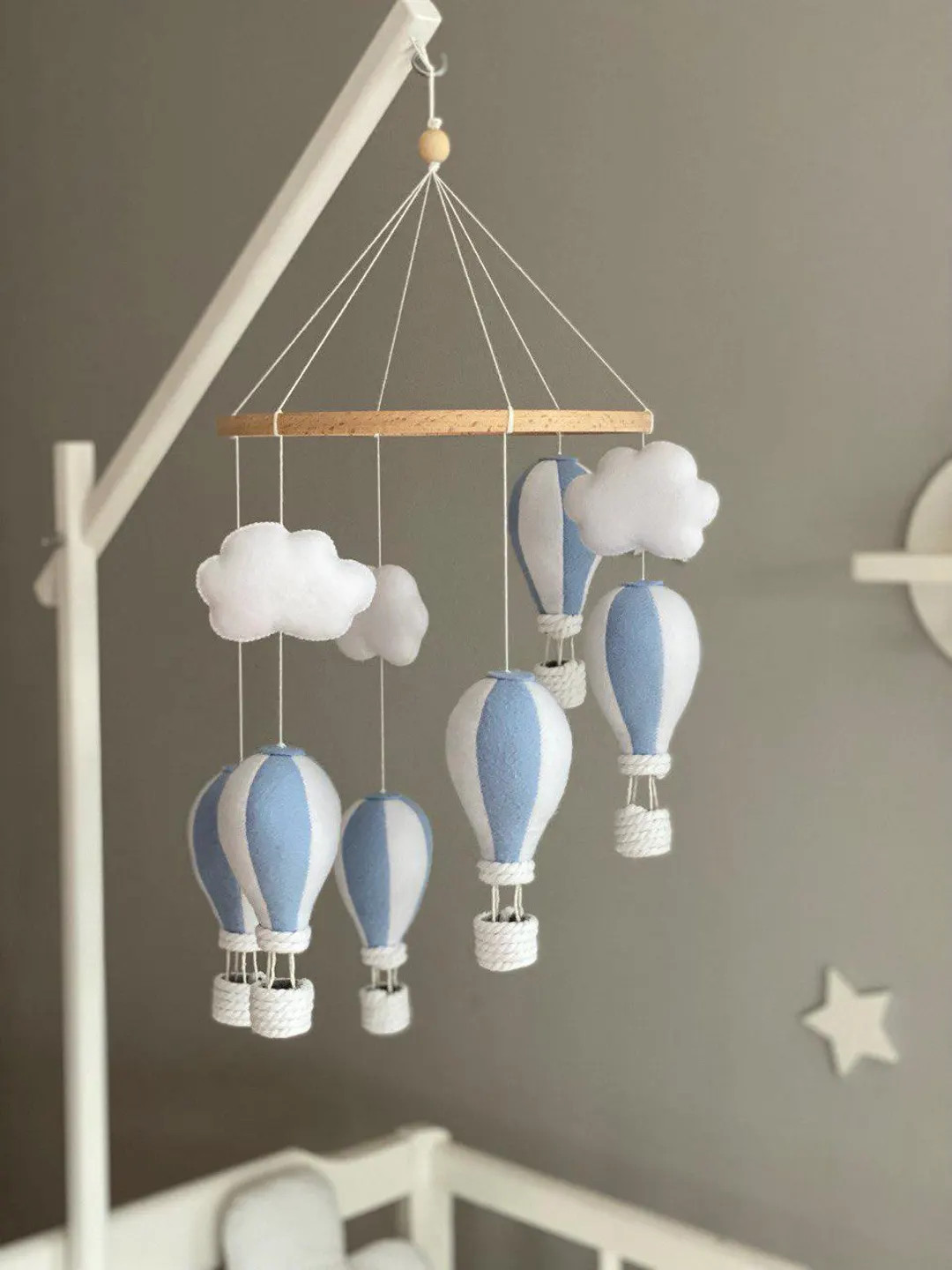 Hot Air Balloon Nursery Decor, Felt Air Balloon Crib Mobile, Nursery Baby Mobile, Gift for Baby, ... | Etsy (US)