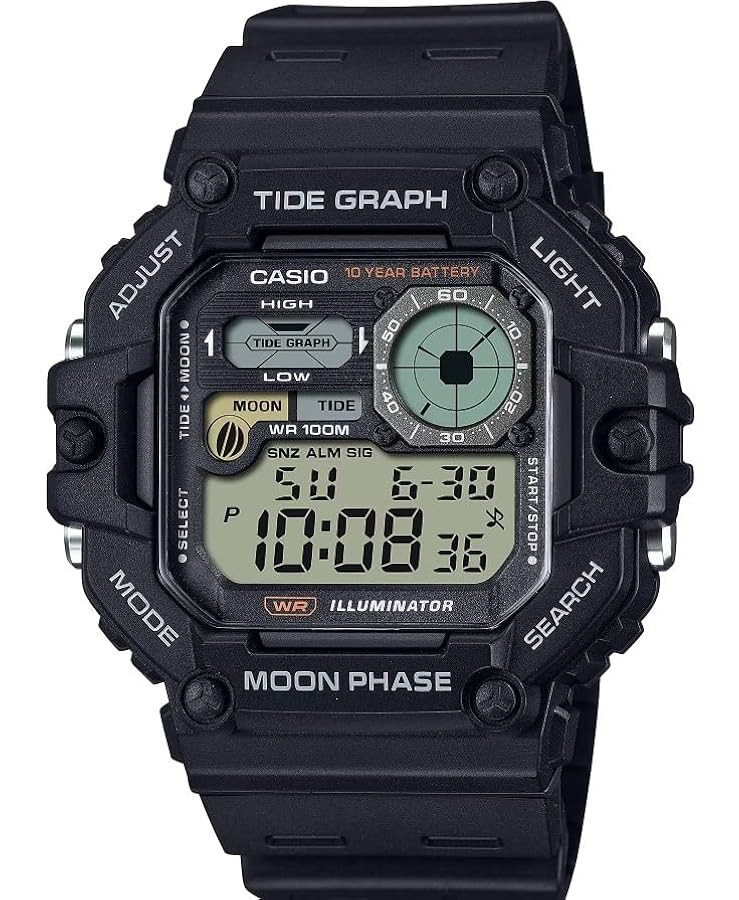 Casio Illuminator Tide Graph Moon Phase 10-Year Battery Digital Watch | Amazon (US)
