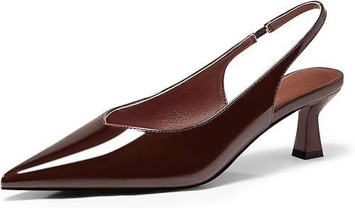 Coutgo Womens Slingback Kitten Heels Low Heel Closed Pointed Toe Pumps Heeled Sandals Dress Work ... | Amazon (US)
