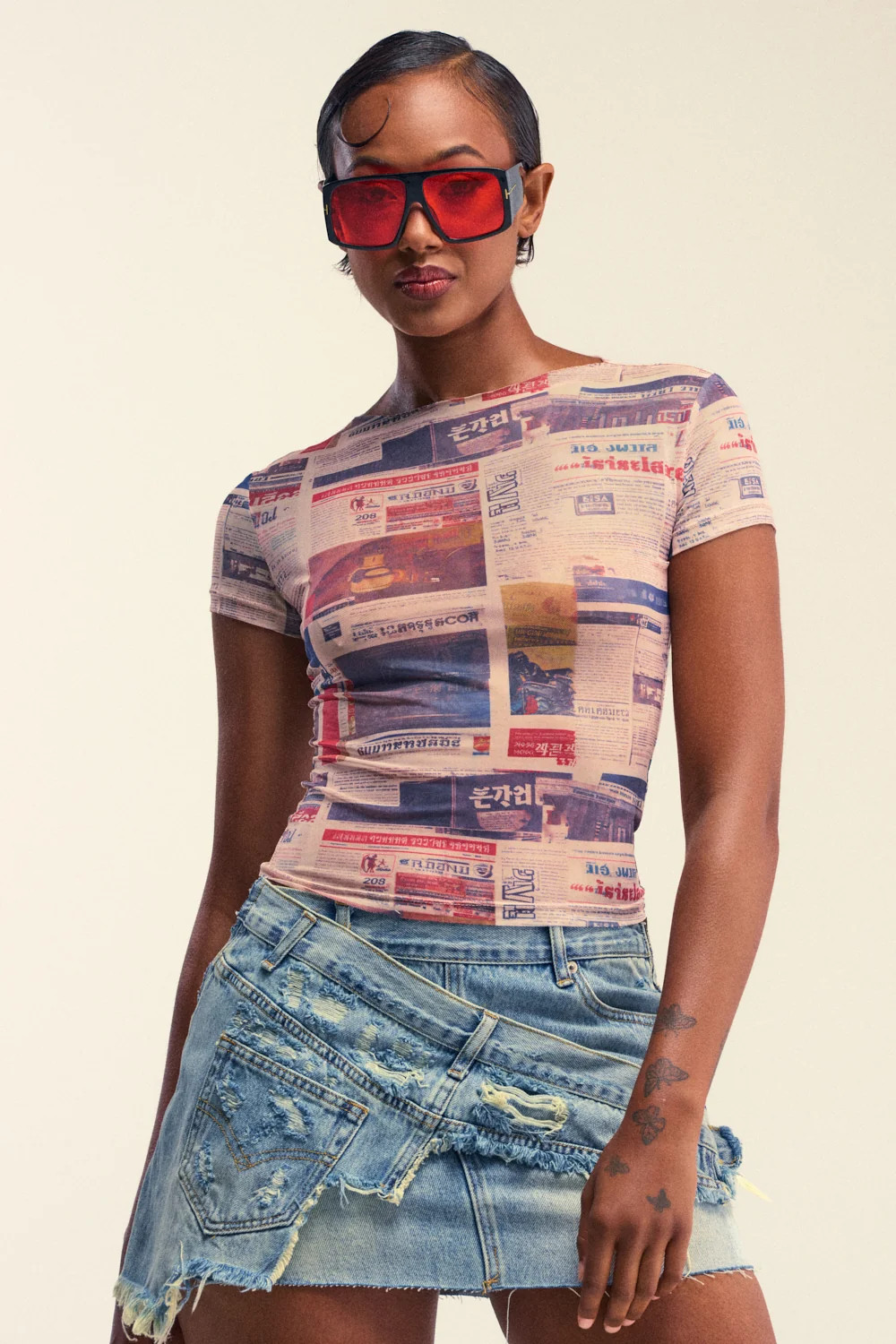 EXTRA EXTRA PRINTED MESH TEE | AKIRA