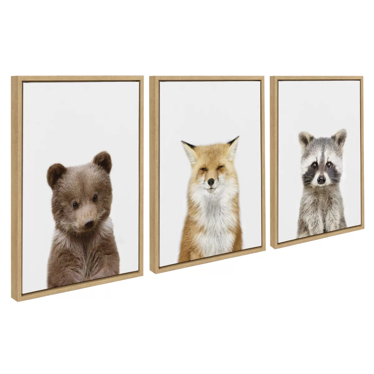 Kate and Laurel Sylvie Studio Bear, Studio Fox and Studio Raccoon Framed Canvas by Amy Peterson A... | Target