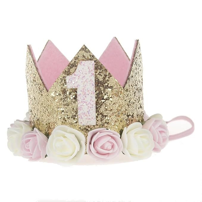Stock Show 1st Pet Birthday Crown Hat Mini Dogs Cats Cute Holiday Party Hat Costume with Flowers ... | Amazon (US)