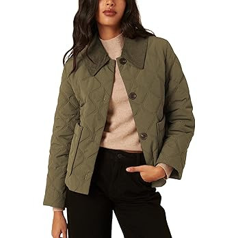 Lviefent Womens Quilted Jacket Lightweight Button Down Puffer Jacket Corduroy Collar Padded Coat ... | Amazon (US)
