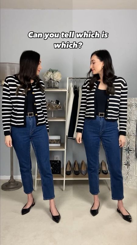 Sharing two similar striped cardigans but one is $138 and the other is $39! Can you tell which is which? Be sure to check out my stories for a more in-depth review of each item. Would you like to see more save vs splurge item comparisons?⬇️


#savevssplurge #amazonfashion #stripedcardigan #injcrew #cardiganstyle #lookforless 

#LTKsalealert #LTKshoecrush #LTKstyletip