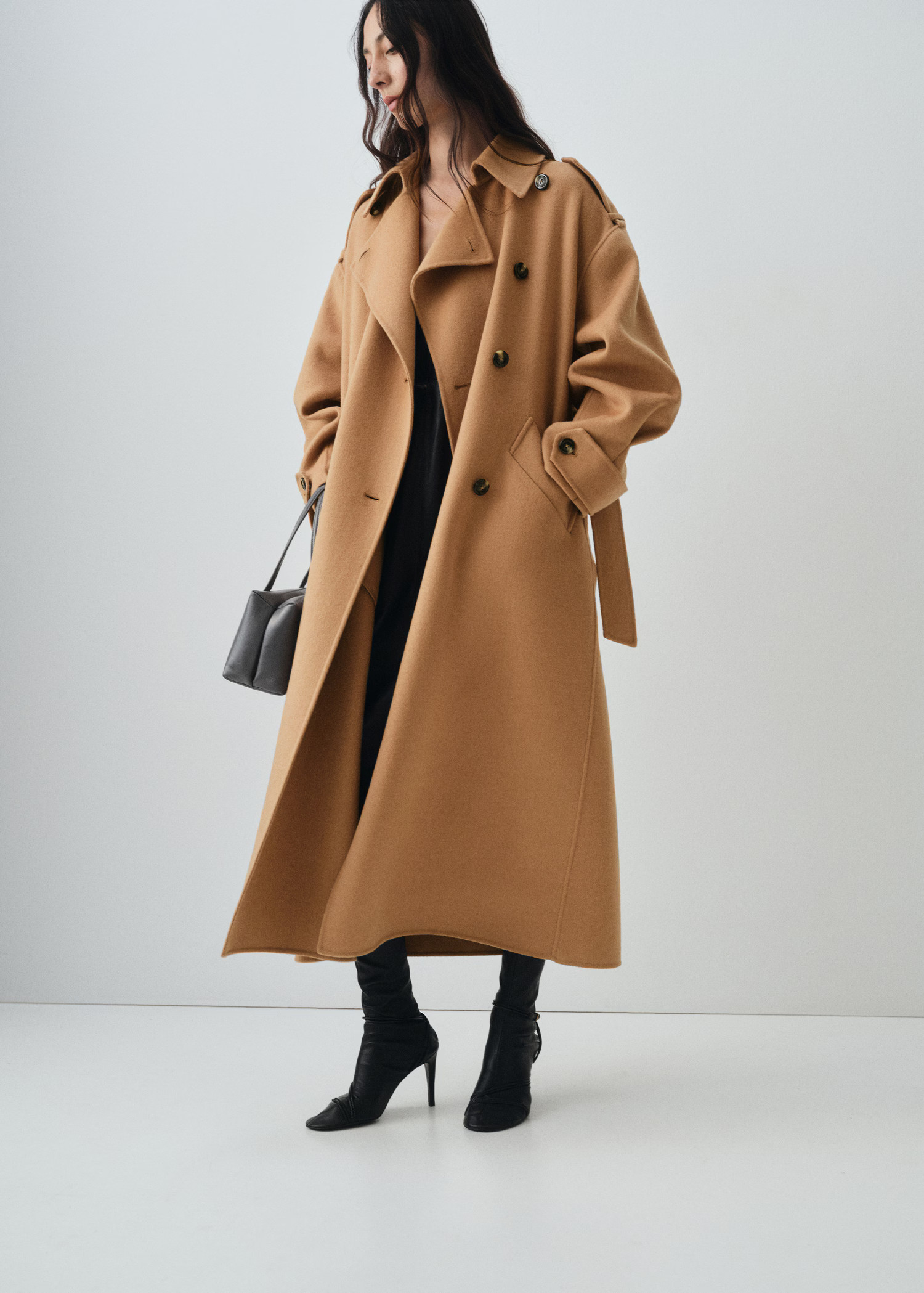 Double-breasted wool coat - Women | MANGO United Kingdom | MANGO (UK)