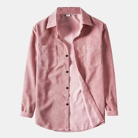 Aayomet Mens Shirts Men S Casual Solid Color Corduroy Shirt Long-Sleeved Lapel Shirt Casual Lapel Bu | Walmart (US)