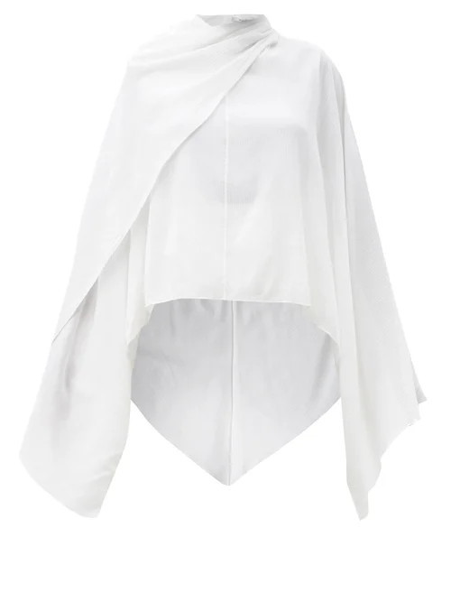 Erdem - Elois Asymmetric Draped Crepon Top - Womens - White | Matches (UK)