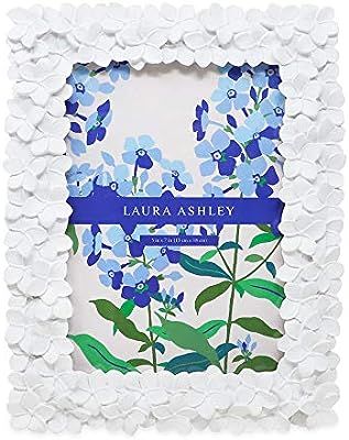 Laura Ashley 5x7 White Flower Textured Hand-Crafted Resin Picture Frame w/Easel & Hook for Tablet... | Amazon (US)