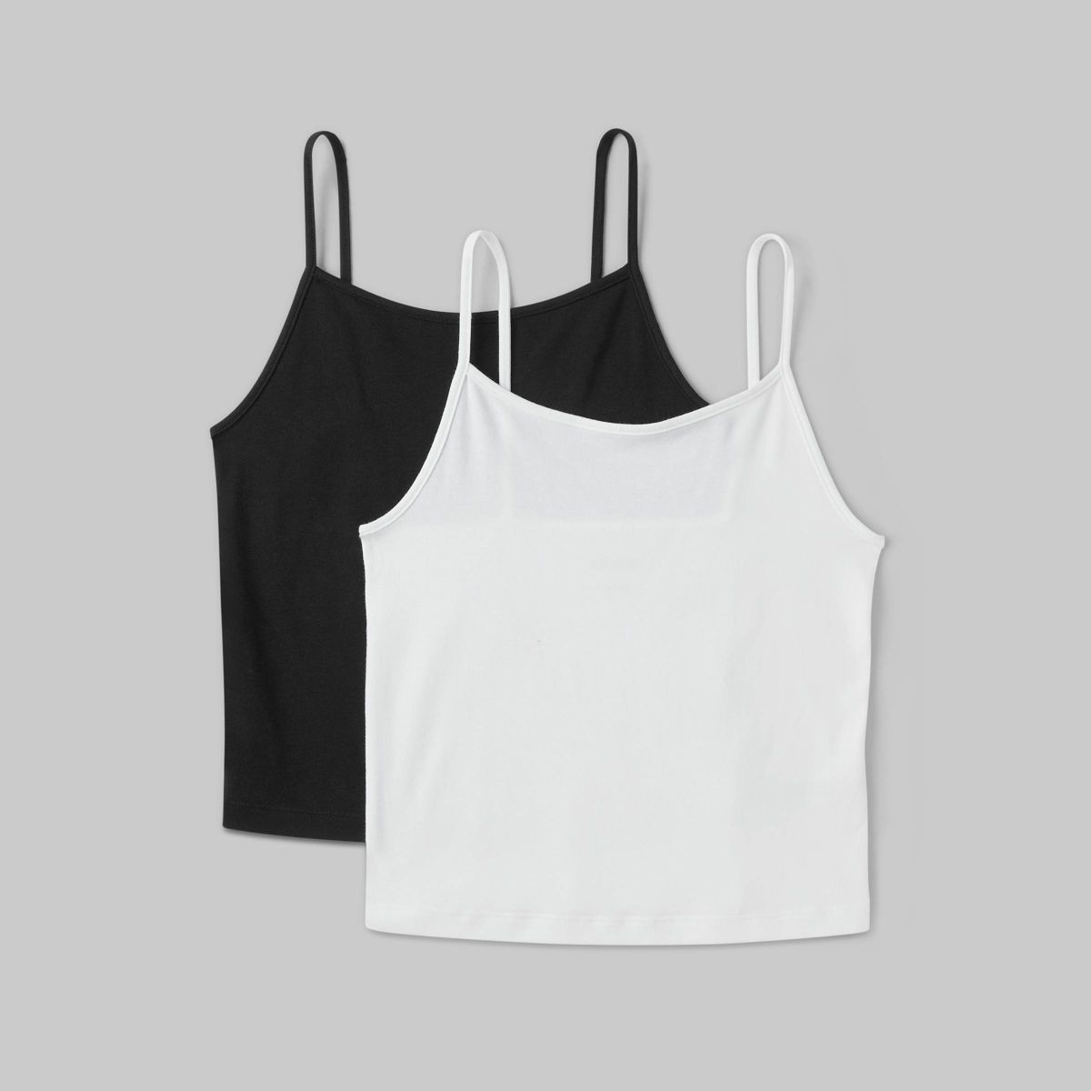 Women's Slim Fit 2pk Bundle Cropped Cami Tank Top - Wild Fable™ White/Black | Target