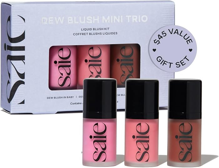 Saie Dew Liquid Blush for Cheeks Trio - Hydrating Cream Blush Stick Set with a Blendable + Builda... | Amazon (US)