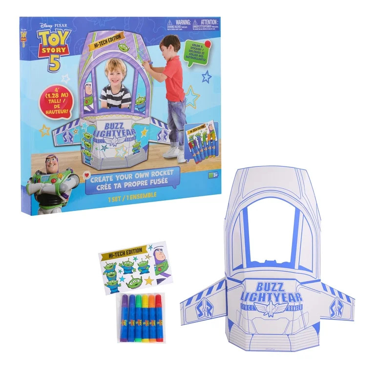 Disney and Pixar Toy Story 5 Rocket Ship Playset Cardboard Spaceship Craft Kit, Color Your Own Ac... | Walmart (US)