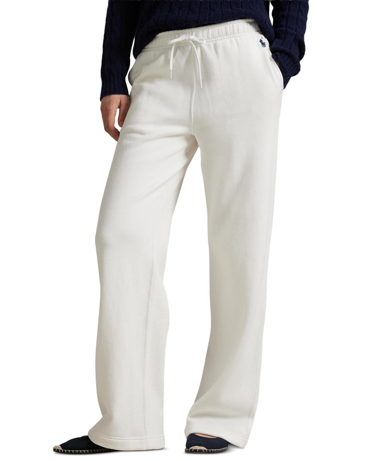 Polo Ralph Lauren Women's Drawstring Fleece Wide-Leg Sweatpant - White | Macy's