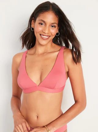 Piqué Classic Plunge Triangle Bikini Swim Top for Women | Old Navy (US)