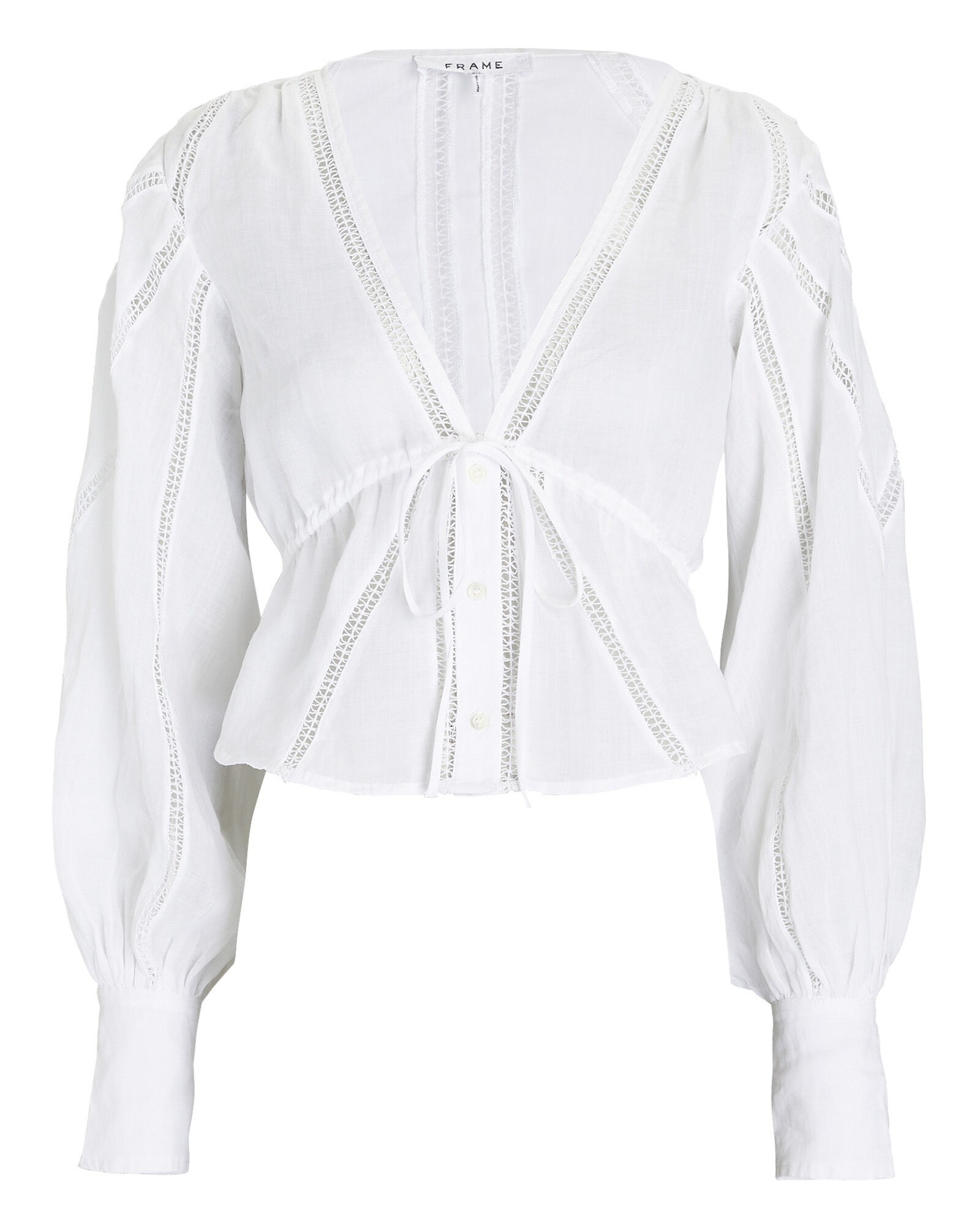 Lace-Trimmed Ramie Blouse | INTERMIX