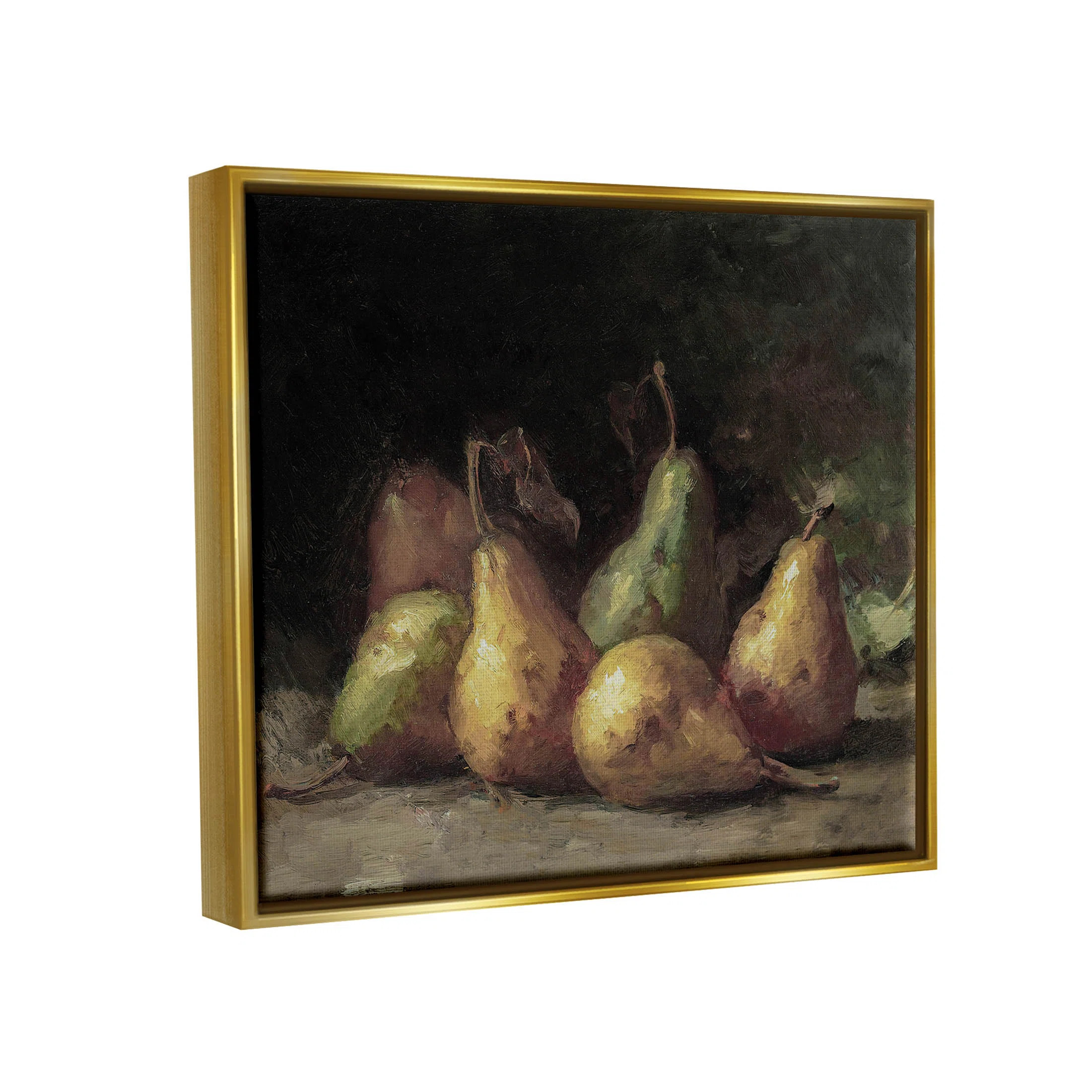 Classic Pears Still Life Gold Framed Floater Canvas Wall Art by Lettered and Lined | Wayfair North America