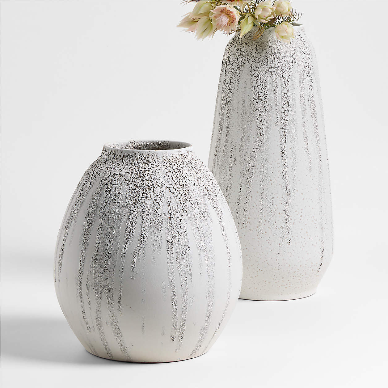 Toluca Large Beige Ceramic Textured Vase 17" + Reviews | Crate & Barrel | Crate & Barrel