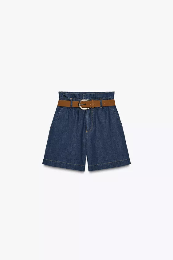 BELTED PAPER BAG BERMUDA SHORTS | Zara AU
