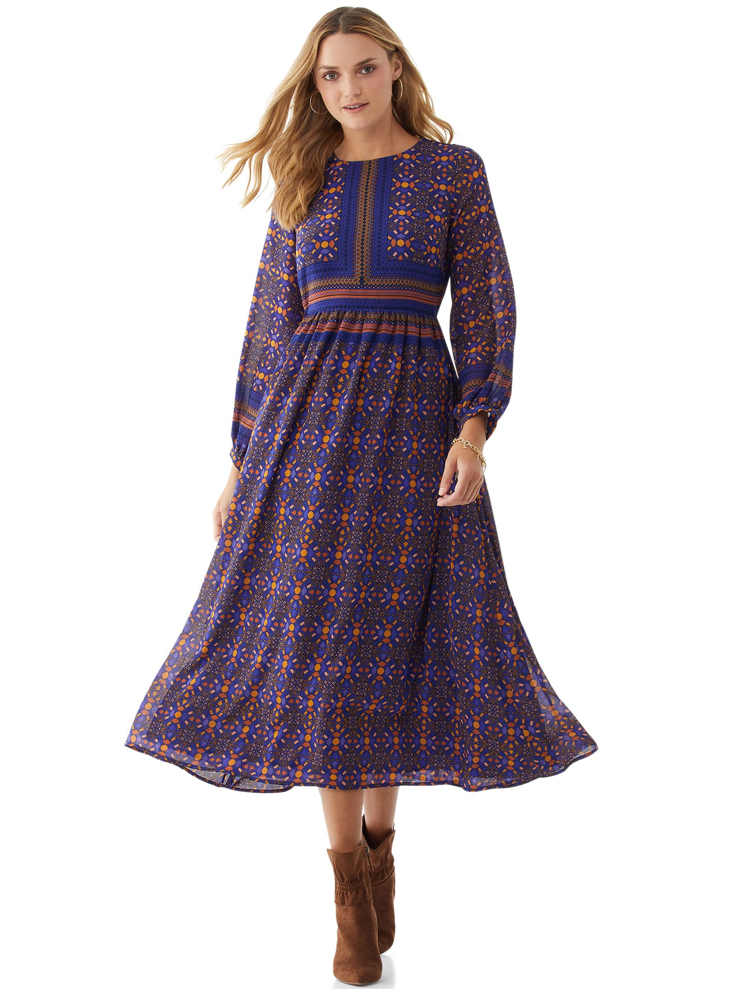 Scoop Women's Printed Maxi Dress | Walmart (US)
