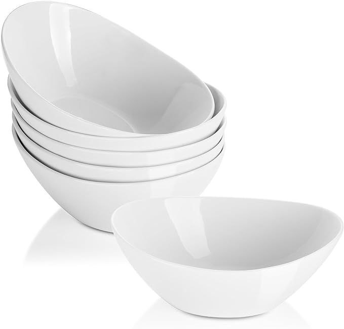 LIFVER Dessert Bowls,16 Ounce Porcelain White Bowls Set,Serving Bowls for Side Salad,Soup,Cereal,... | Amazon (US)