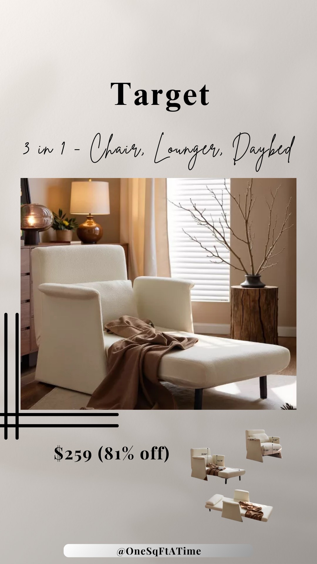 Target 🎯 Find! Comfort meets style!

This deal cannot get better than this. Whether it be lounging or having a guest over. This piece is for sure going to grab attention!

Recliner, lounger, chair, sofa bed