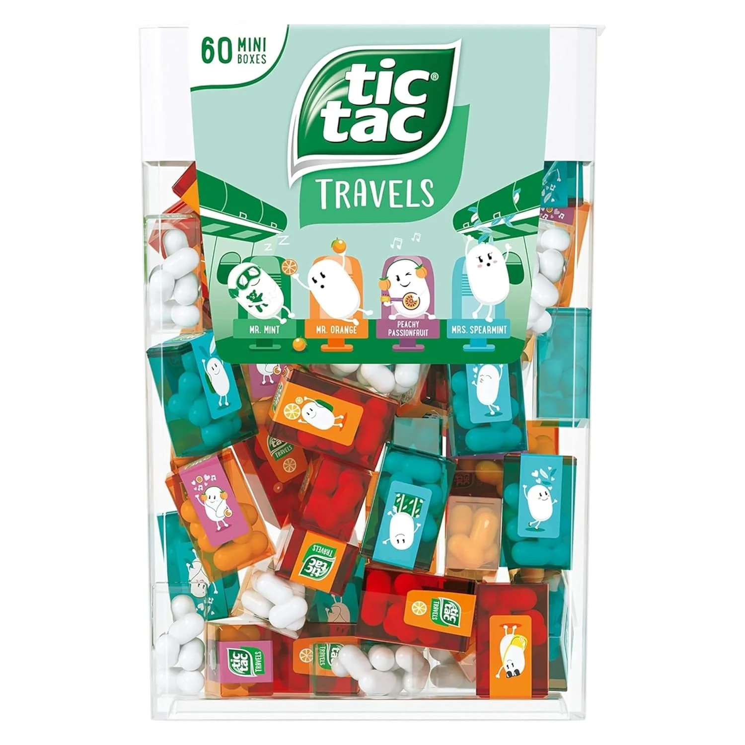 TIC TAC Box with 60 Mini Boxes (Mint, Orange, Spearmint, Peach and Passion fruit) 234g by Tic Tac | Walmart (US)