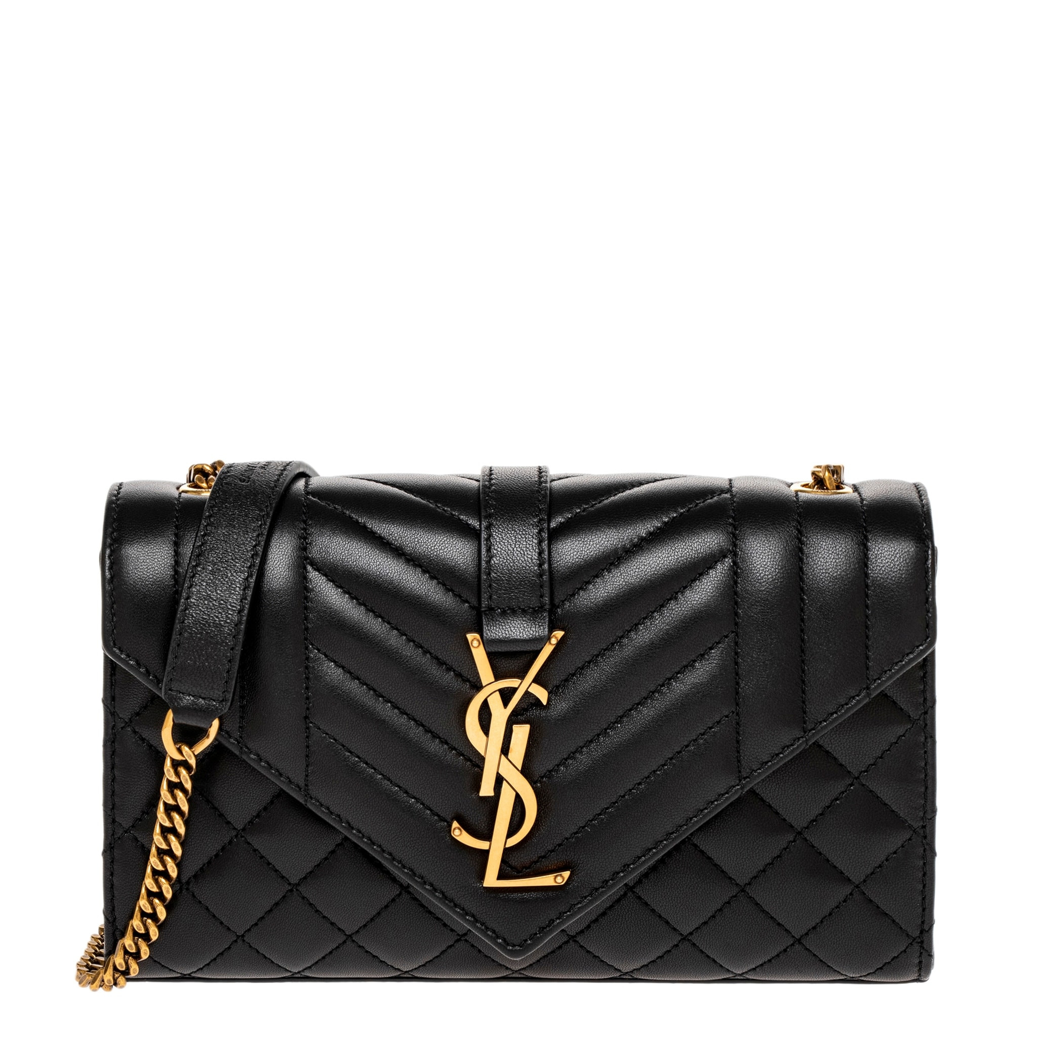 Saint Laurent Small Envelope Bag - Black | Overstock