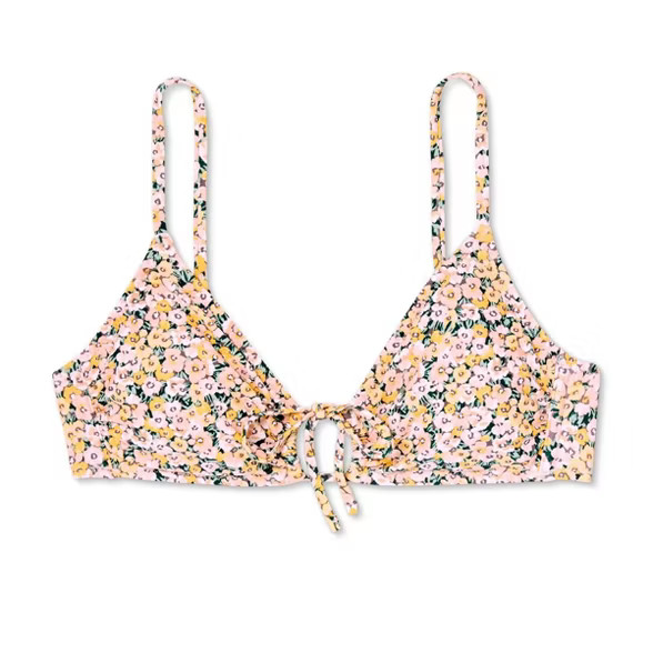 Women's Keyhole Bralette Bikini Top - Shade & Shore™ Yellow Floral | Target