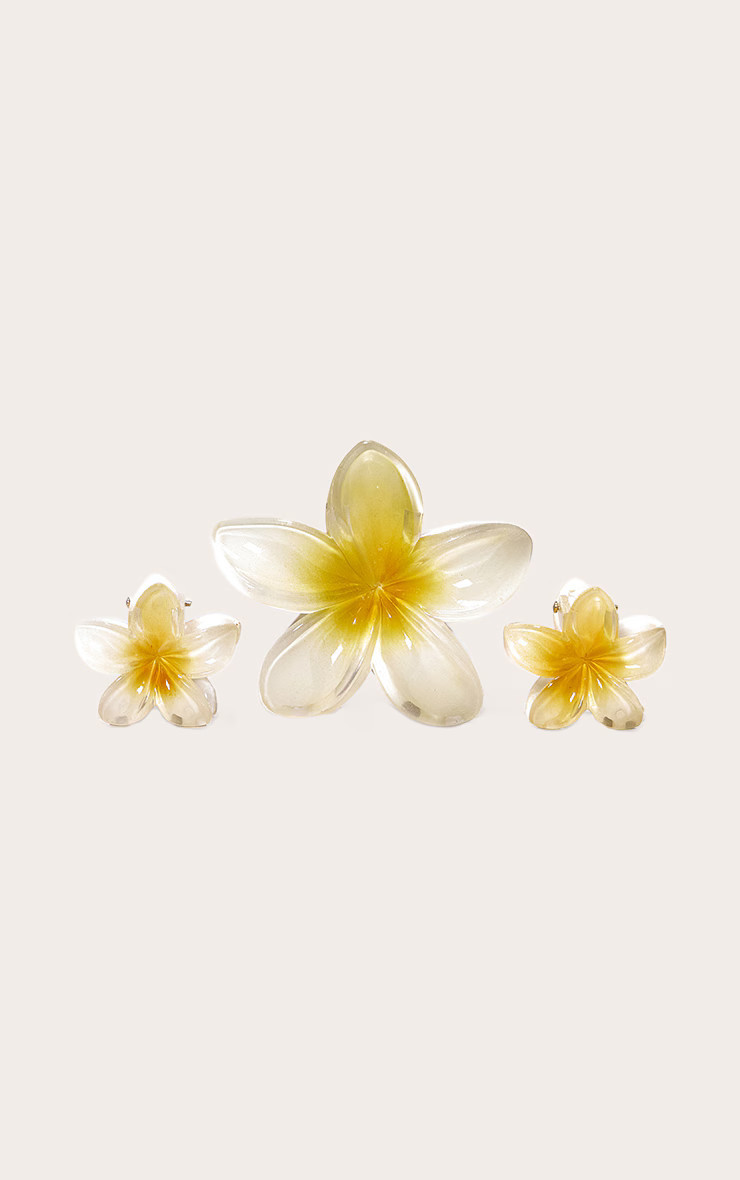 Butter Yellow Gradient Lily Flower Hair Clip Set | Accessories | PrettyLittleThing UK